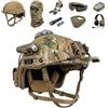 cuguoe Kit casco FAST PJ con cuffia, luce e supporto ribaltabile