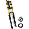 NIKANXIA Forcella DH MTB 26/27,5/29 Pneumatica 160mm Tubo Dritto 1-1/8 Blocco Manuale Regolazione Freno Disco QR(Gold,26in)