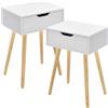[en.casa] Set di 2 Comodini con Cassetto Tavolini Laterali per Divano Mobiletto da Notte 60 x 40 x 29,5 cm per Camera da Letto Soggiorno Corridoio Ingresso - Bianco
