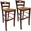 MA MAISON Set Sgabelli in Legno con Seduta Compatta - con Poggiapiedi, Schienale, Struttura Robusta, da Bar, Cucina, Ristorante, Soggiorno, Stile Classico, Rustico - 39X38X90CM (2PZ, Noce)