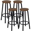 WOLTU Sgabelli da Bar Set di 4, Sgabello Alti 72cm, Faggio Scuro | Sgabello Cucina con Poggiapiedi, Seduta Tonda Alta, Sedia per Isola cucin, Ristorante, in Acciaio