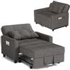 Blishom Divano Letto 3 in 1,Divano Prontoletto Estraibile con 1 Guanciali e Tasche Laterali per Soggiorno, Camera da Letto o Ufficio,158.5 x 86.6 x 85.6 cm,Grigio scuro