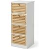 COSE DA CASA Cassettiera Multiuso in Legno di Abeto e Bianco Mobiletto Salvaspazio con 4 Cassetti per Bagno Camera e Ingresso Design Moderno e Naturale 31,5x30x81 cm