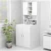 Homgoday Mobile per lavatrice bianco, 70,5 x 25,5 x 90 cm, in legno, scaffale da bagno con 2 ante e 9 scomparti (la spedizione non include il contenitore)