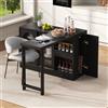 JCFEIDQW Tavolo da bar allungabile, girevole a 360°, credenza, tavolo reversibile, con anta in vetro, spazio di archiviazione, tavolo da bar per cucina, bar, mobili, 121,5 x 40 x 76,7 cm (nero)