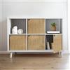 AELS Set di 4 ante in fibra naturale intrecciate a mano da 33 cm, per mensole cubiche e librerie aperte, decorazione rustica per la casa di fattoria, adatte per mensole IKEA Kallax, naturale (solo