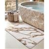 DEXI Tappeto da bagno 76 x 43 cm, morbido e assorbente, in marmo, antiscivolo, lavabile in lavatrice, per pavimento doccia, vasca, lavandino, bianco e beige