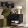 [en.casa] Set di 2 Comodini Sospesi con Cassetto Scomparto 42x30x30 cm Nero