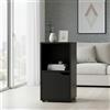INDE MOBLEKIT | Scaffale a cubo con 2 scomparti e 1 anta, 30x29x61 cm, tavolino laterale in legno nero, comodino moderno per camera da letto o piccolo scaffale portaoggetti per la casa