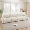 SUKY Divano modulare extra large senza cornice, divano modulare a 4 posti, comodo tessuto di ciniglia, design antiscivolo, nessun montaggio richiesto, adatto per il soggiorno, bianco