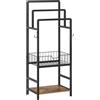 HOOBRO Portasciugamani Autoportante, Portasalviette da Terra con 3 Barre in Metallo, Cestello e Ripiano, porta Asciugamani con 1 Gancio, Porta Coperte per Bagno, Nero e Marrone Vintage EBF13LB01