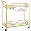 VASAGLE Carrello Cucina, 2 Ripiani a Specchio, Portabottiglie Vino