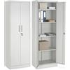 tectake® Set da 2 Armadio due Ante Portadocumenti in Acciaio, 60x40x180,5 cm, 5 Ripiani Regolabili, Serratura Magnetica e Chiave, Scaffale Metallo Garage, Mobile Ufficio, Piedini Regolabili - Grigio
