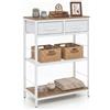 COSTWAY Tavolino Salotto Stretto, Tavolo Consolle da Ingresso con 2 Cassetti in Tessuto e 2 Ripiani Aperti, Comodino Moderno in Legno per Soggiorno, Corridoio e Camera da Letto, 60x30x81 cm (Naturale)