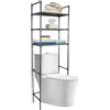 WODFARR Mobiletto da bagno, colonna per WC, mobile per WC a 3 righe, mensola per bagno, WC (150 x 50 x 26 cm, nero)