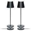 LA VILLE LUMIÈRE kit da 2 X SuzieV Lampada LED da Tavolo Ricaricabile e Dimmerabile, Abat-Jour Wireless, Alluminio, Uso Interno/Esterno, 48h Autonomia, 3 Temperature di Luce, LVL (Metal Black)