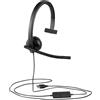 LOGITECH Cuffie Logitech Business H570e con microfono, cuffie mono, cancellazione del rumore, controllo del volume e interruttore di disattivazione del microfono con indicatore LED sul cavo, cuscinetti auricolari in ecopelle, connessione USB, …