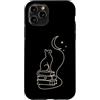Cat Meme Shirts & Gifts HHWCo. Custodia per iPhone 11 Pro Libri per gatti Moon Celestial Book Lover Reader4 Line Art Feline
