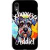 Whisker Mosaic Lettering Co. Custodia per iPhone XR Ritratto di cane in vetro colorato Schnauzer Addict