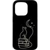 Cat Meme Shirts & Gifts HHWCo. Custodia per iPhone 15 Pro Libri per gatti Moon Celestial Book Lover Reader4 Line Art Feline