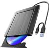 Umaniy Lettore DVD CD Esterno per PC Portatile, Supersottile Masterizzatore CD/DVD +/-RW Drive CD ROM Unità DVD Esterne per Windows 11/10/8.1/7/XP/Vista/Linux/MacOS/Linux/Laptop/Desktop