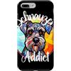 Whisker Mosaic Lettering Co. Custodia per iPhone 7 Plus/8 Plus Ritratto di cane in vetro colorato Schnauzer Addict