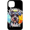 Whisker Mosaic Lettering Co. Custodia per iPhone 13 Ritratto di cane in vetro colorato Schnauzer Addict