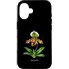 The Botany Bureau Custodia per iPhone 16 Illustrazione della pianta dell'orchidea pantofola della signora Paphiopedilum