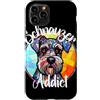 Whisker Mosaic Lettering Co. Custodia per iPhone 11 Pro Ritratto di cane in vetro colorato Schnauzer Addict
