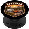 Let's Roll Caravan Camping Trailer Mount Let's Roll Caravan Campeggio Rimorchio Montagne Camper Natura PopSockets PopGrip Adesivo