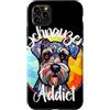 Whisker Mosaic Lettering Co. Custodia per iPhone 11 Pro Max Ritratto di cane in vetro colorato Schnauzer Addict