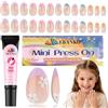EBANKU 26 Pezzi Unghie Finte per Bambini, Unghie Finte Adesive | Mandorla Fiore Unghie Press on Gel, Press on Nails Copertura Totale con Semi Solid Colla per Ragazze Adolescenti 8-12 anni