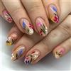 GlamRays Almond Spring Press-on-Nails Unghie Finte con Fiori Colorati Finitura Lucida Unghie Acriliche Press-on con Design Floreale Dolci Unghie Fiori Manicure Set 24 Pezzi