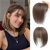 GULALUUK Topper per capelli da donna, veri capelli umani con frangia, 25,4 cm, con base in pizzo svizzero, con diradamento, da indossare tutti i giorni (castano ramato medio)