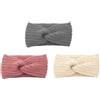 LATRAT 3 fasce per capelli invernali da ragazza, all'uncinetto, in pile da donna (beige + grigio + rosa)