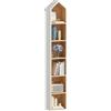 YITAHOME Libreria a 6 ripiani, struttura bianca e interni in rovere naturale, design salvaspazio per casa e ufficio, bianco e rovere, 30 x 23,5 x 181 cm (larghezza x profondità x altezza)