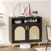 YITAHOME Credenza da cucina con piano di lavoro, 80 x 35 x 75 cm, rattan