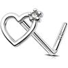 OUFER 925 Sterling Silver Nose Stud L Nose Rings 20G Nostril Solid Heart/Star Body Piercings Jewellery Cartilage Earrings for Women Me