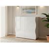 Dmora Credenza Nicolò 40x90x81h cm Bianco Lucido 6 Ripiani 2 Cassetti, Madia Apertura Battente Made in Italy
