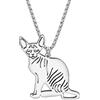 LONYOO Carino Gatto Collana Catene Charms in Acciaio Inox 18K Oro Collana Ciondolo Gatto per gli Amanti dei Gatti Donna Ragazza Gioielli Regali (Argento Placcato Sphinx)