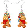 RAIDIN Acrilico Carino Natale Pan di Zenzero Uomo pendenti Orecchini Gioielli Regali per le donne Ragazze Festa Decorazioni Charms (Marrone)