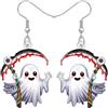 RAIDIN Orecchini pendenti in acrilico con fantasma di Halloween, regali per le vacanze, per donne, falce gotica con bulbi oculari raccapriccianti, accessori per costumi di Halloween, Medium, Acrilico