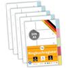 perfect line 5 registri a colore composti DIN-A5 da 5 parti con una fascia (5x5), 16,3 x 21,5 cm, separatori registro in 5 colori 160g/m², organizzazione perfetta in ufficio