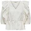 ONLY ONLIRMA S/S V-Neck Top Wvn Camicia da Donna, Bianco, M