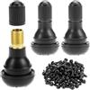 QWORK® 120 Pezzi Valvole in Gomma TR412 Snap-in - Valvola Tubeless per Cerchioni Auto, Moto e Scooter - Kit di Ricambio per Pneumatici con Tappo Nero e Nucleo in Ottone