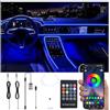 QAUBEN Kit di illuminazione ambientale interna auto USB Multicolore RGB 3m Fibra ottica 64 colori Funzione di memoria della musica attiva Telecomando RF senza fili + Bluetooth APP Luce atmosfera auto