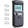 CHARMNAIL Etilometro Portatile Certificato, Alcol Test Professionale Alta Precisione con 5 Bocchini, Etilometro Digitale LCD per Uso Domestico e Feste, Rilevatore di Alcol