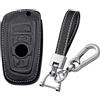 KUNIO Custodia per chiave auto, in pelle PU, adatta per BMW Serie 1, 2, 3, 4, 5, 6, F10, F12, F20, F25, F30, X3, X4, M3, M4, M5, 3GT, 5GT, portachiavi A, nero