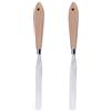 COOPHYA Spatola per Pezzi ad Pittura 2 in Legno Manico Olio | Acciaio Inox Antiruggine, Linee Fluide, per Artisti e Insegnanti Creativi
