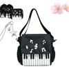 Qosneoun Zaino per pianoforte da donna, zaino a pois, novità giocoso stravagante carino Y2k zaino musicale a pois borsa in nylon, C-nero, 1, Casual